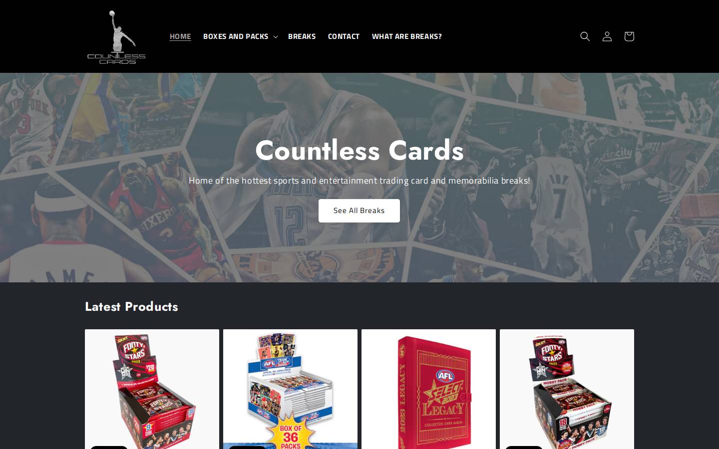 countlesscards.com homepage screenshot