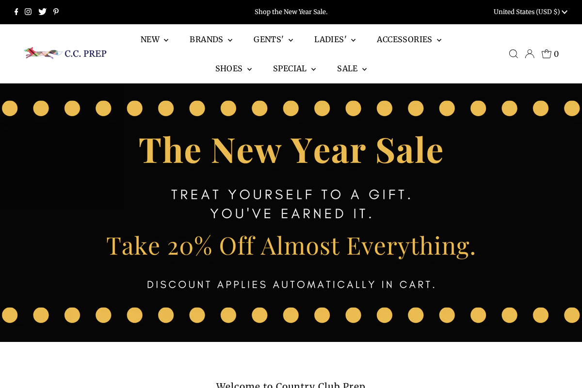 Country Club Prep homepage screenshot