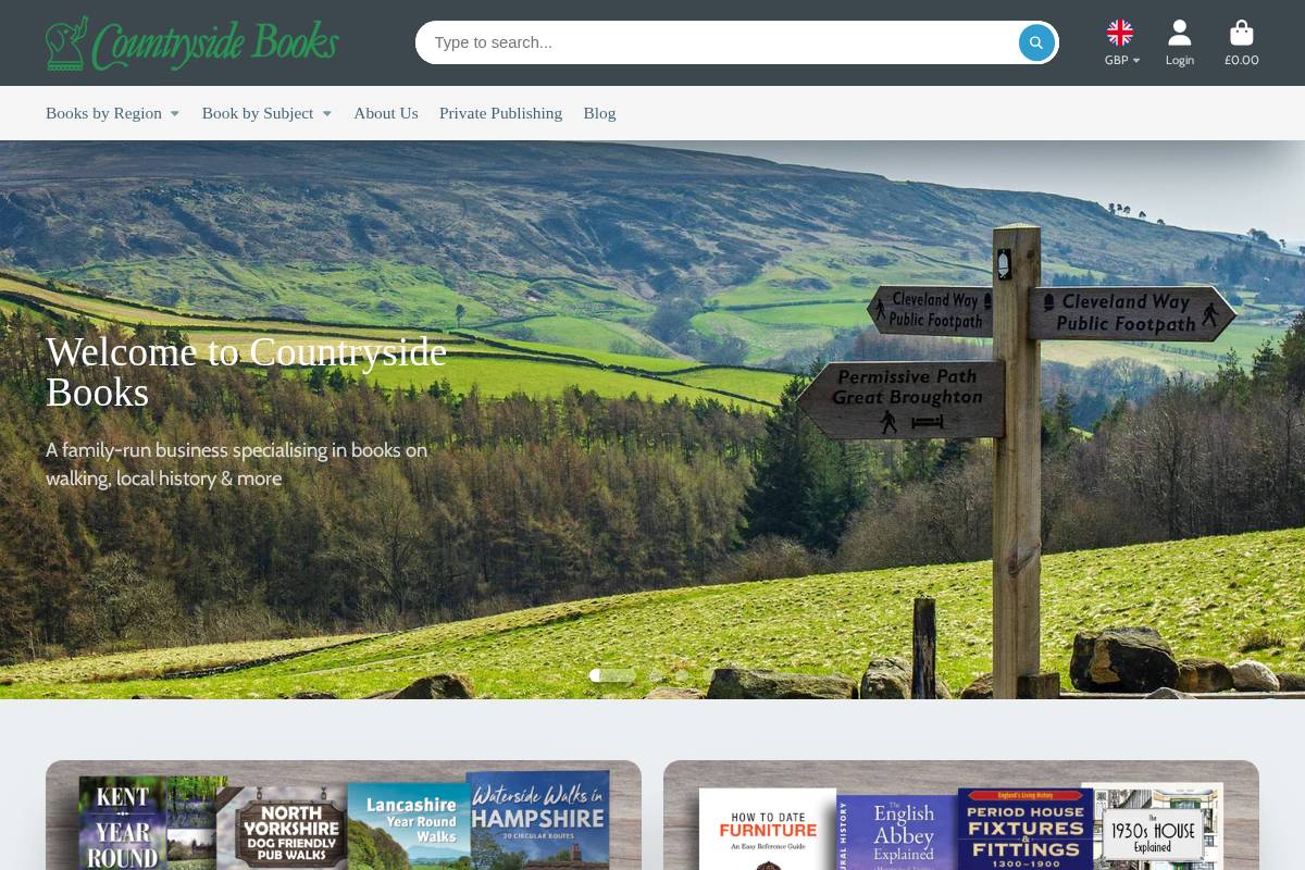 countrysidebooks.co.uk homepage screenshot