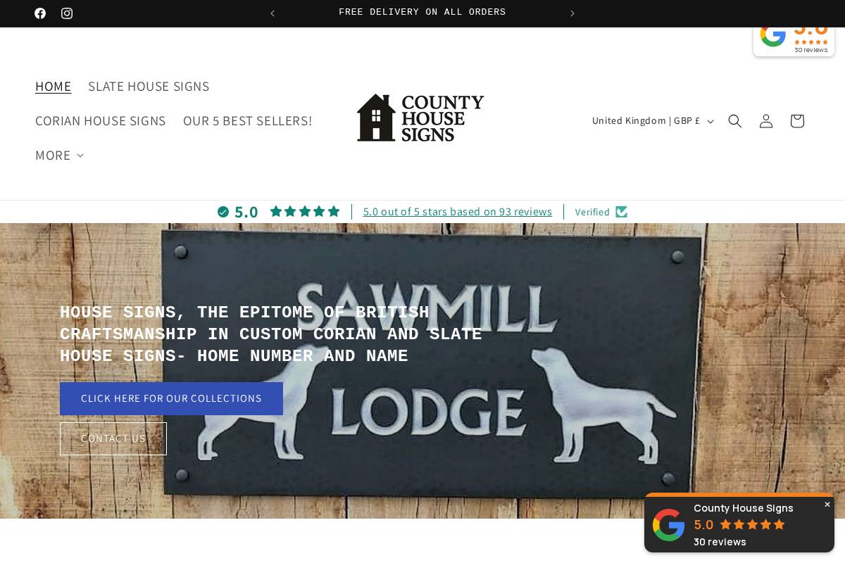 County House Signs homepage screenshot