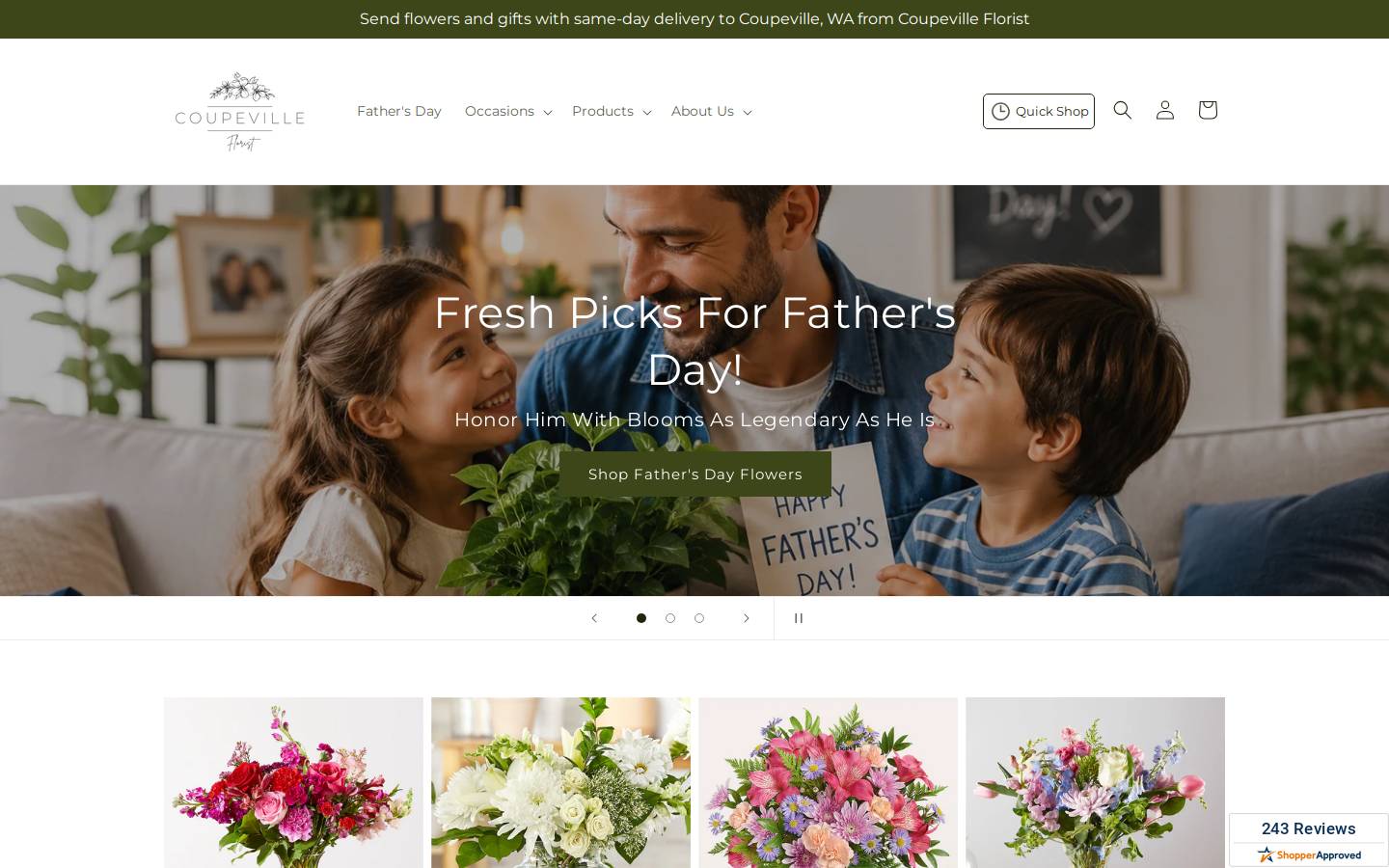 coupevilleflorist.com homepage screenshot
