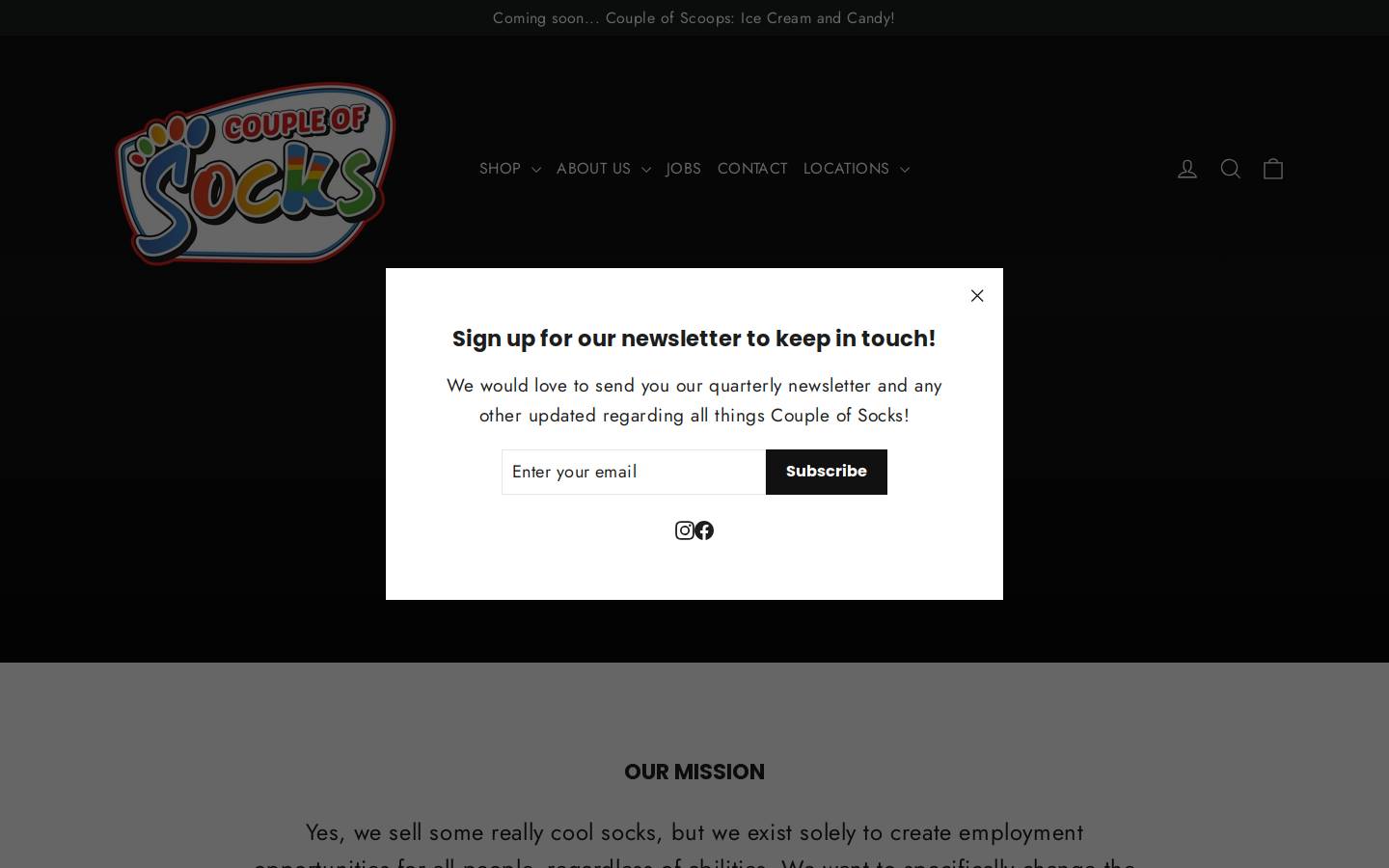 coupleofsocks.com homepage screenshot