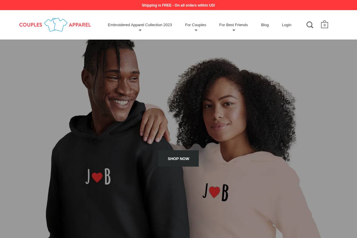 Couples Apparel homepage screenshot