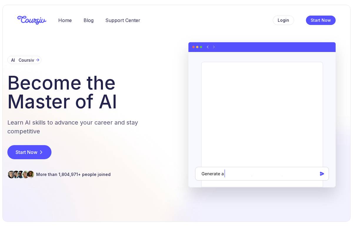 Coursiv homepage screenshot