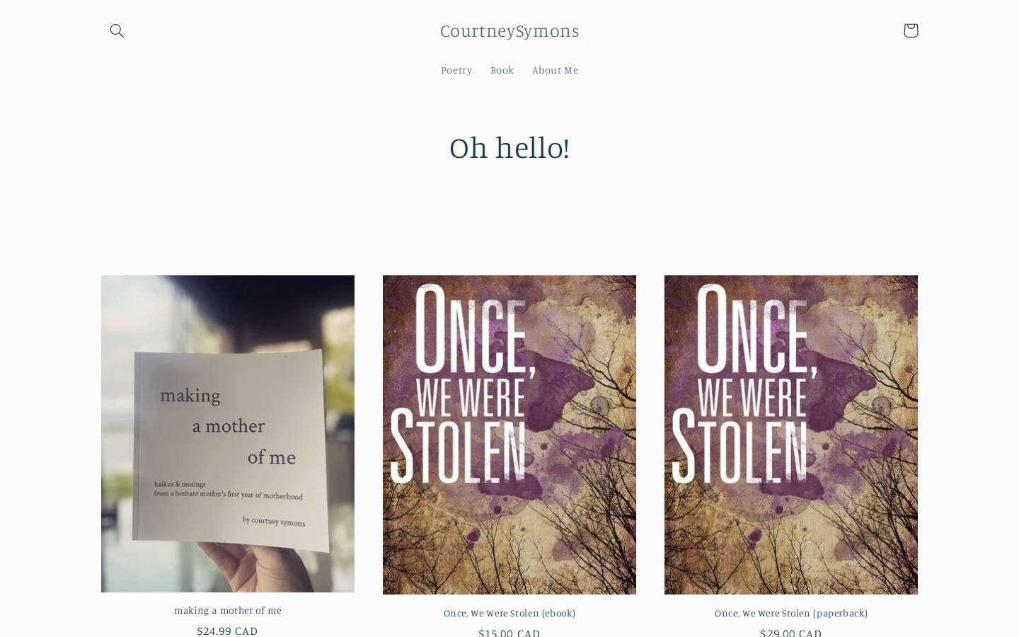 courtneysymons.com homepage screenshot