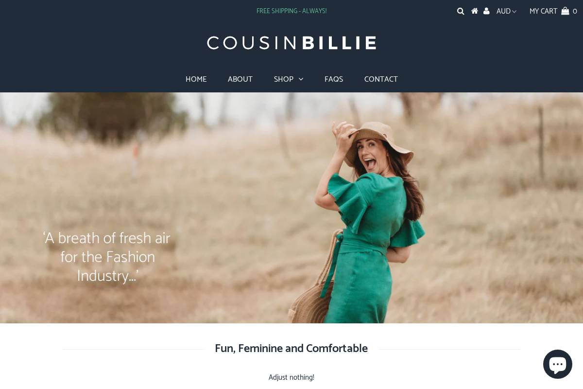 cousinbillie.com.au homepage screenshot