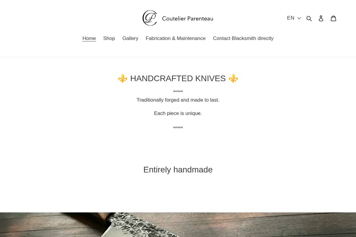 coutelierparenteau.com homepage screenshot