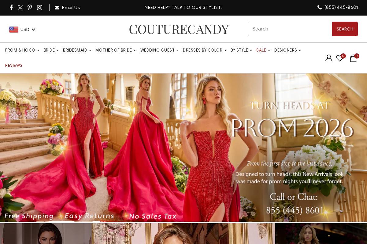 couturecandy.com homepage screenshot