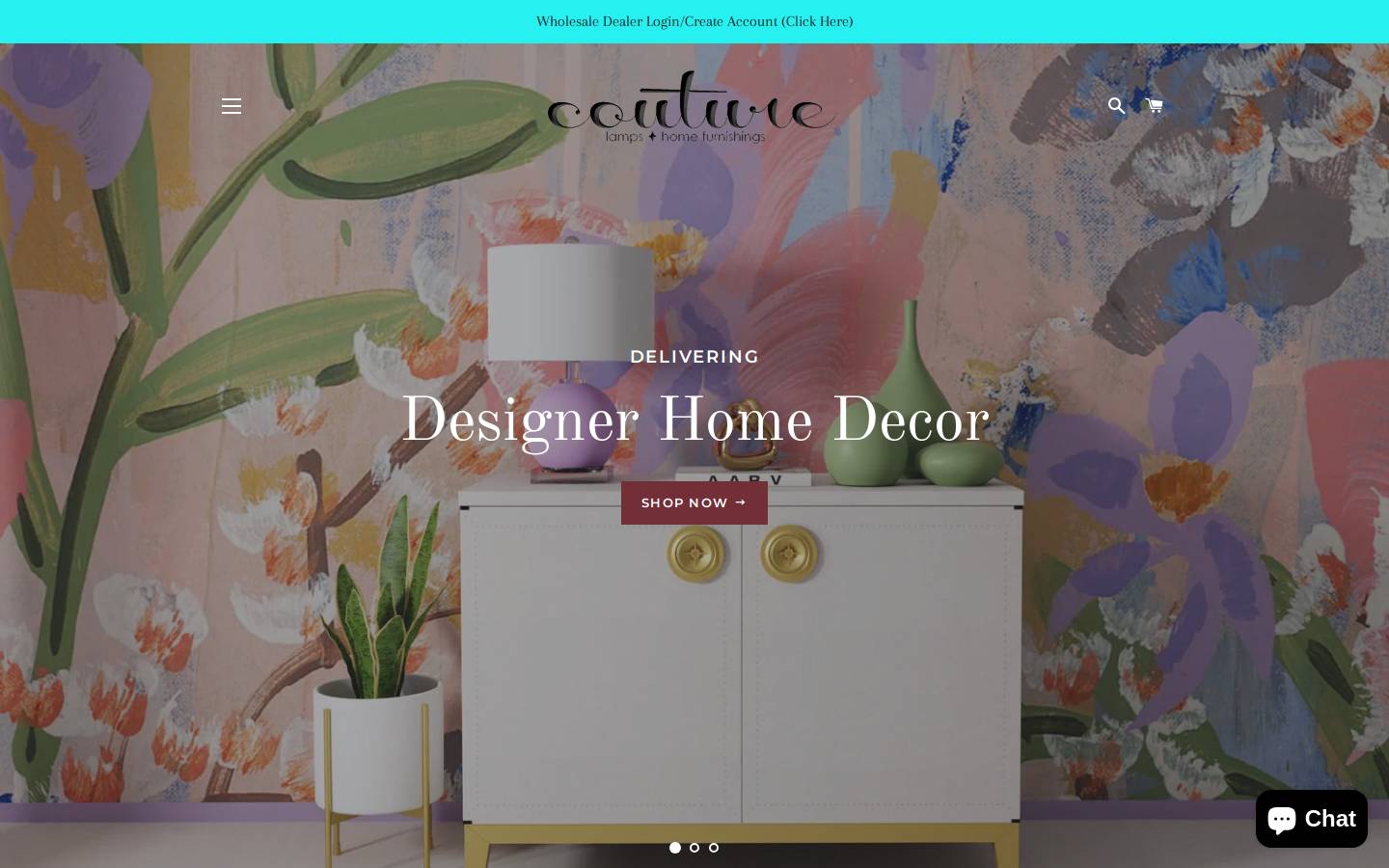 couturelamps.com homepage screenshot