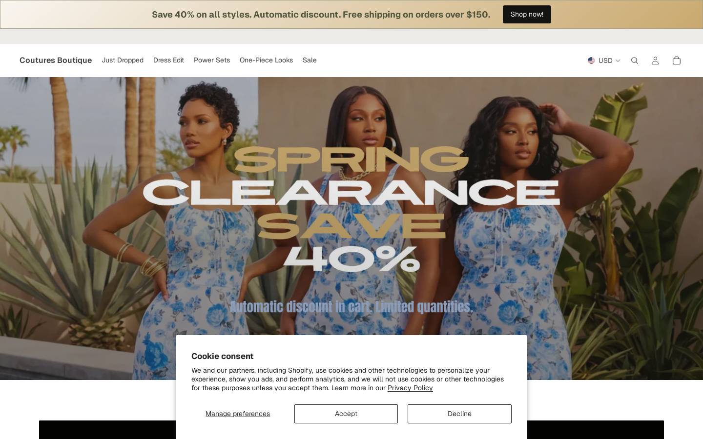 couturesboutique.com homepage screenshot