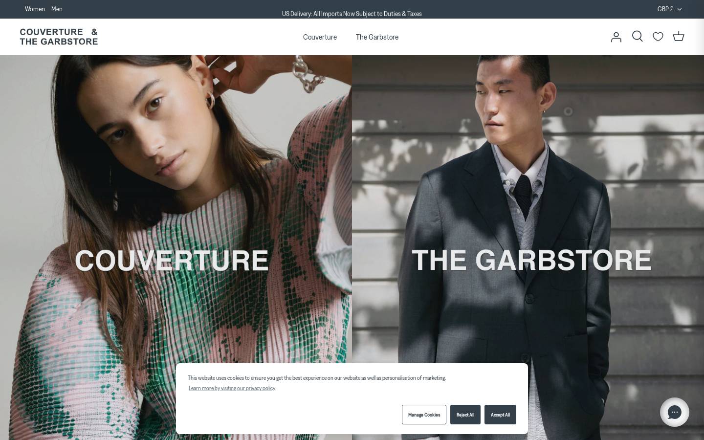 Couverture & The Garbstore homepage screenshot
