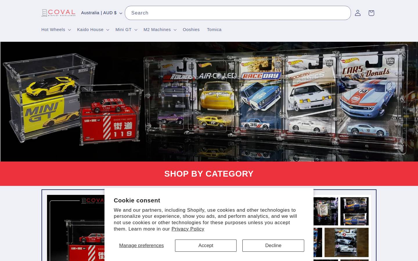 covaldisplays.com.au homepage screenshot