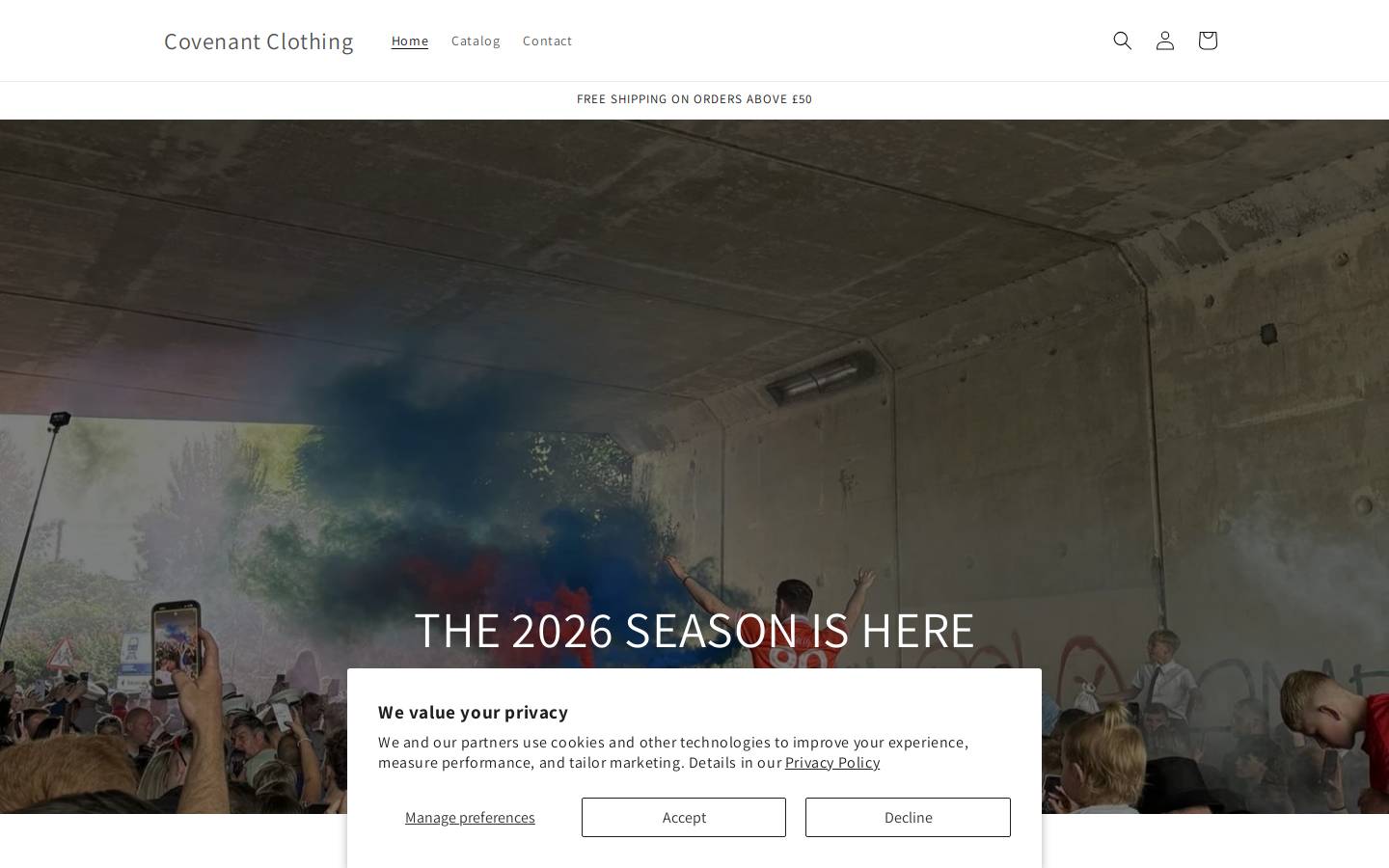 covenantclothing.co.uk homepage screenshot