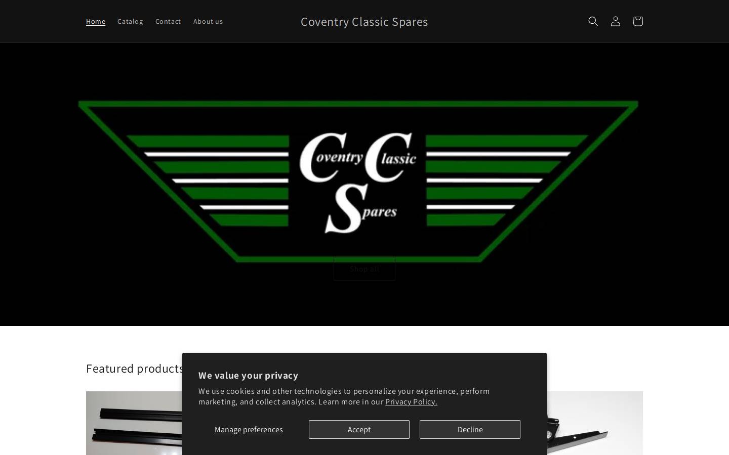 coventryclassicspares.com homepage screenshot