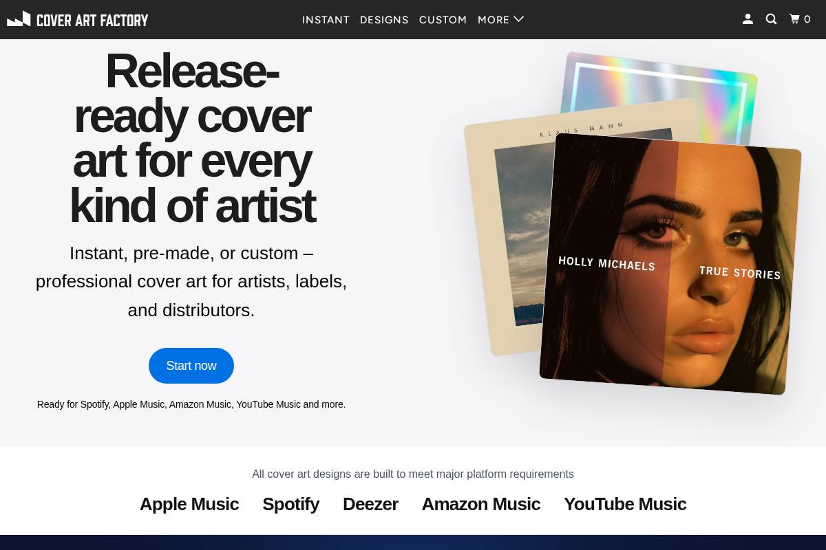 coverartfactory.com homepage screenshot