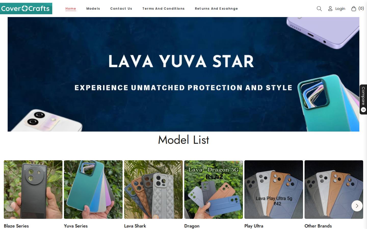 covercrafts.in homepage screenshot