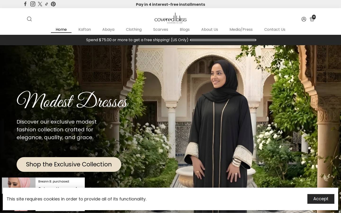 Covered Bliss homepage screenshot