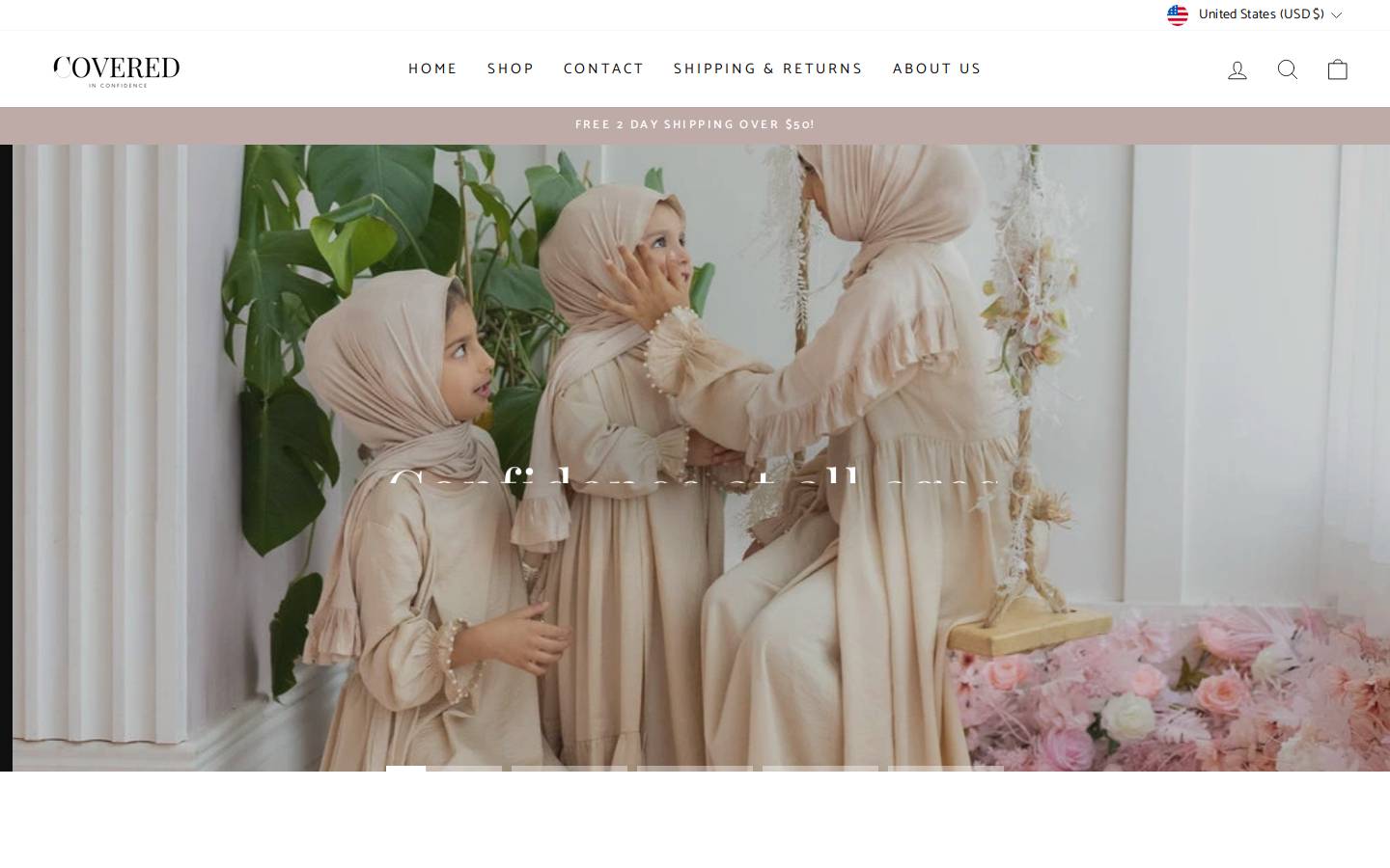 coveredinconfidence.com homepage screenshot