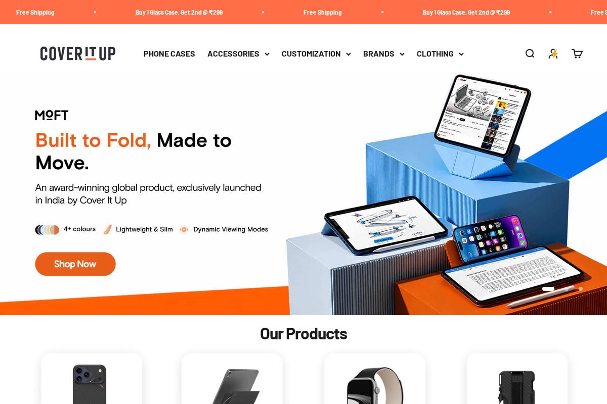 Cover It Up homepage screenshot