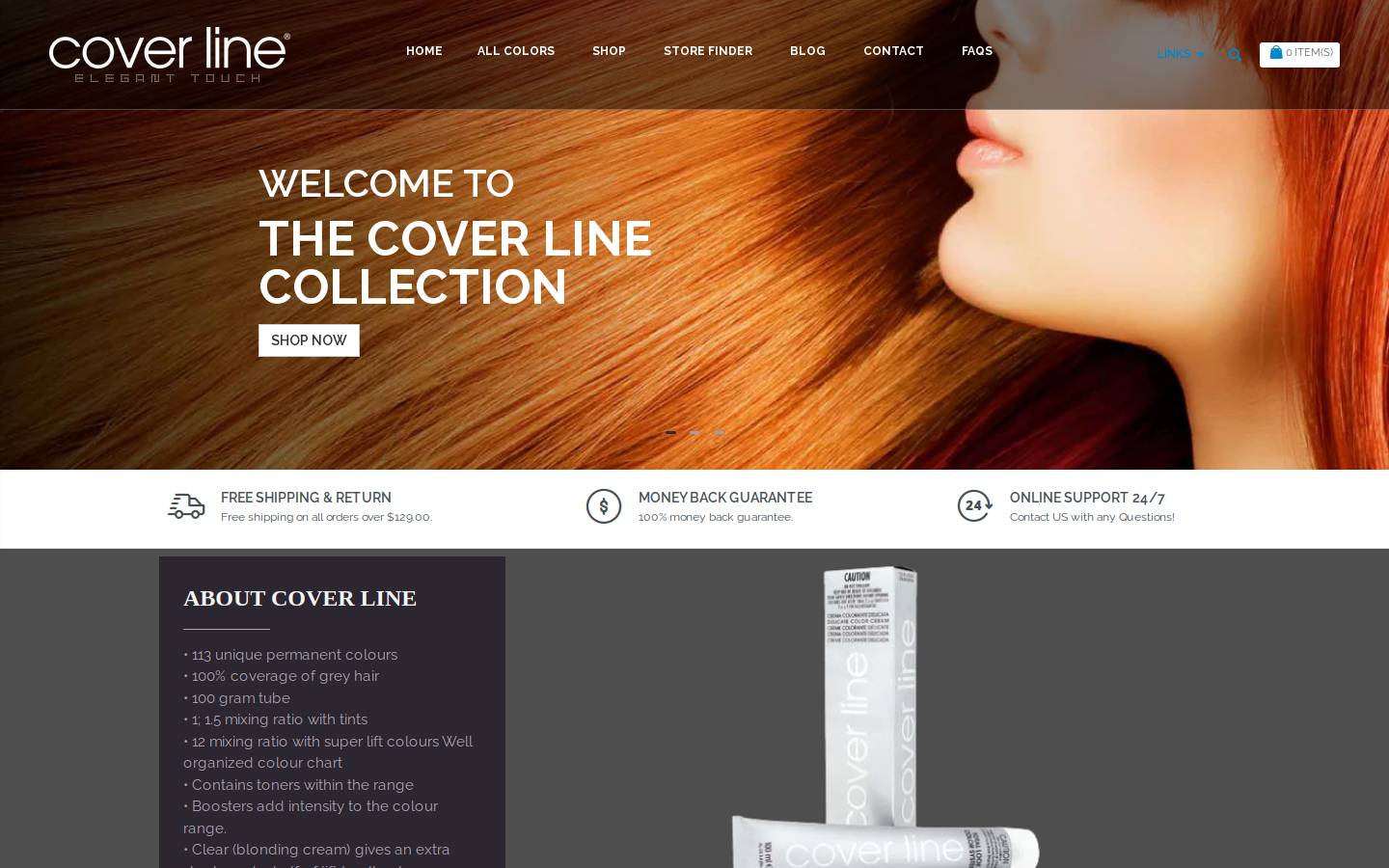 coverlinehaircolor.com homepage screenshot