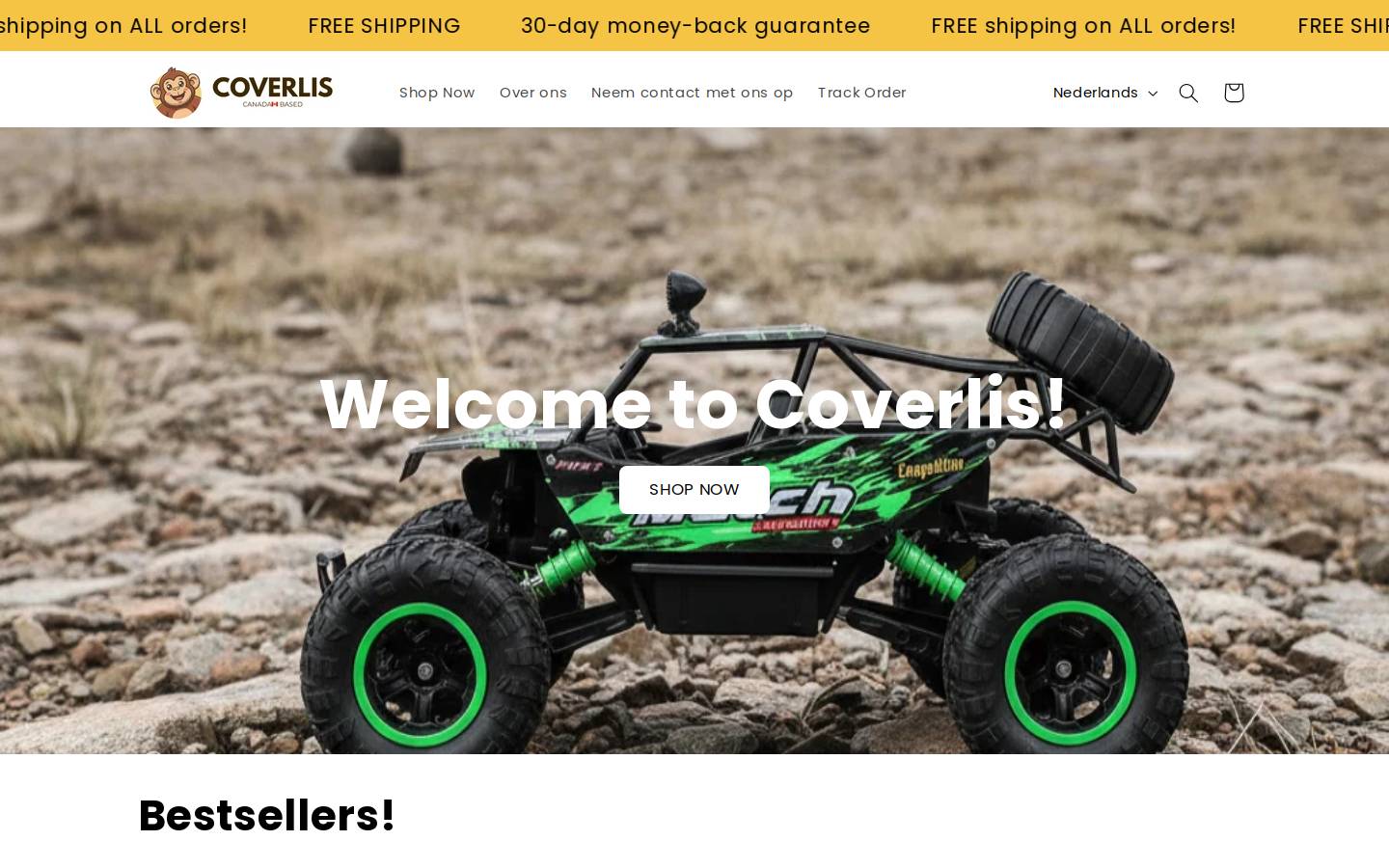 Coverlis homepage screenshot