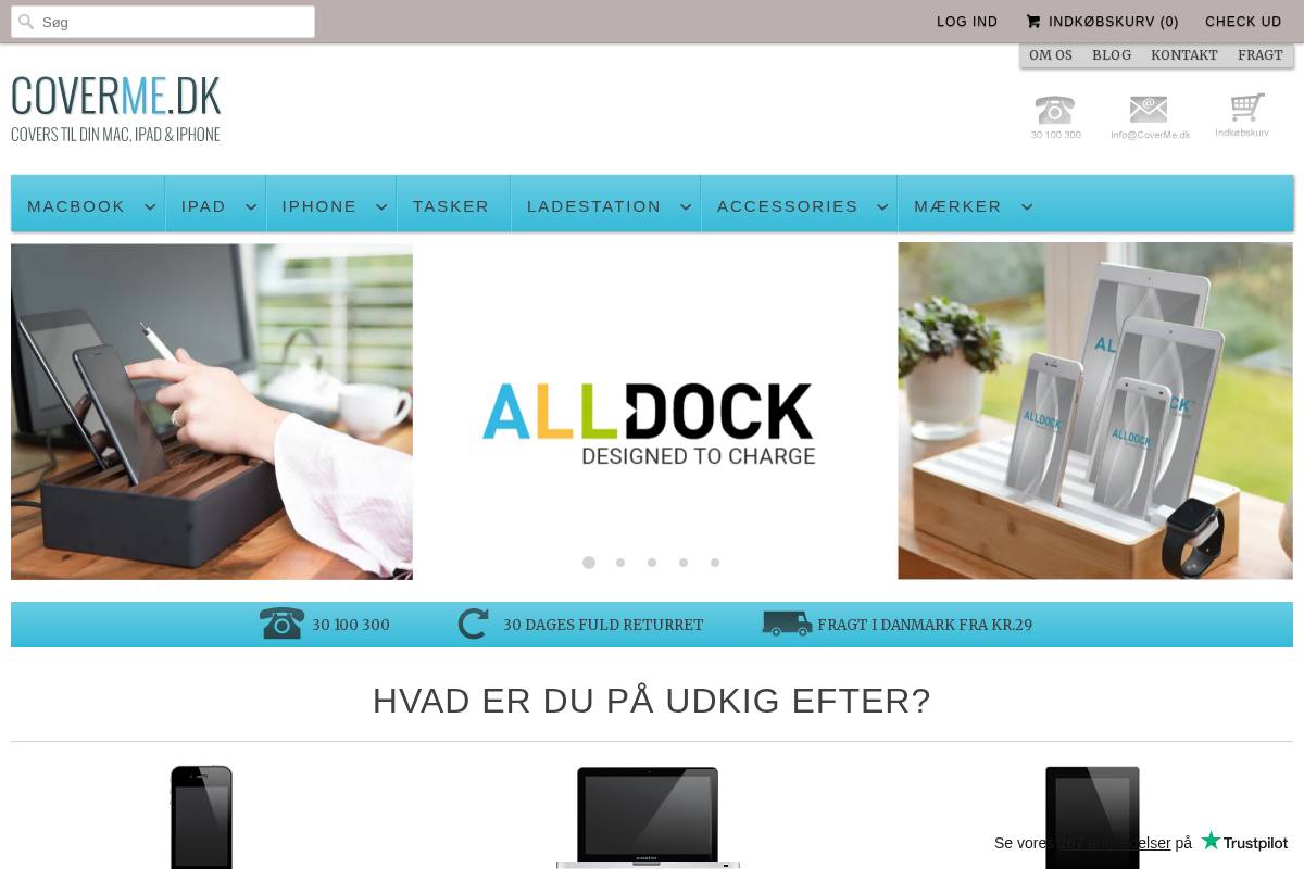 CoverMe ApS homepage screenshot