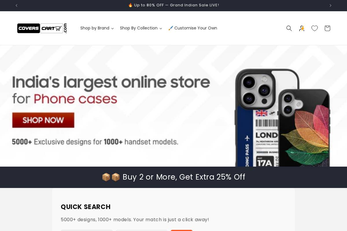 coverscart.com homepage screenshot