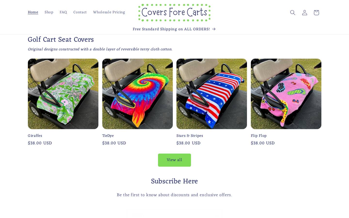 coversforecarts.com homepage screenshot