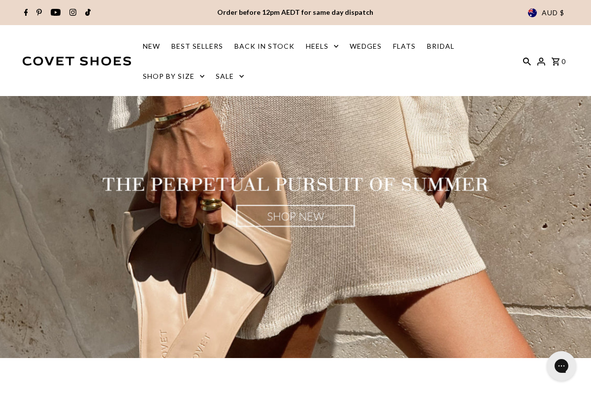 covetshoes.com.au homepage screenshot