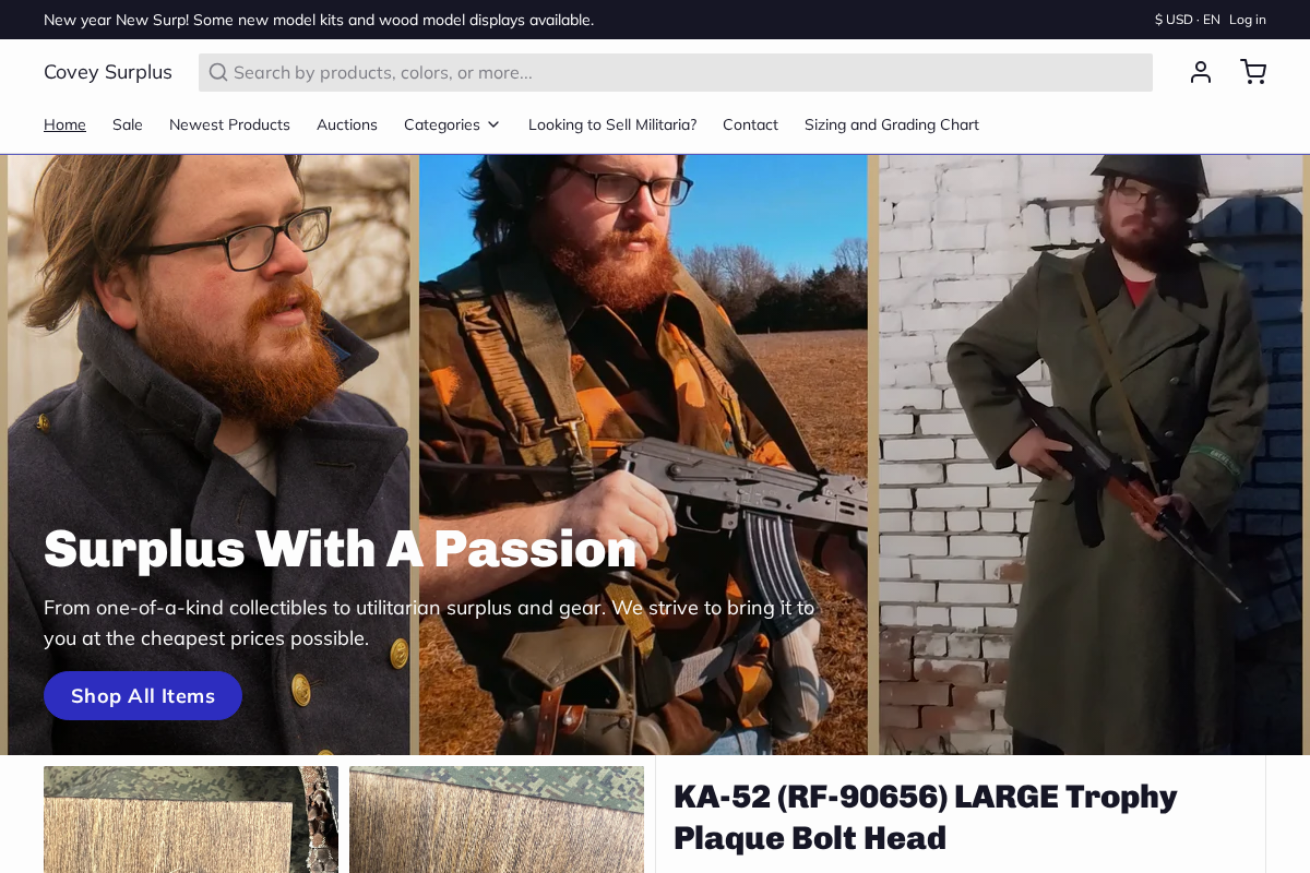 Covey Surplus homepage screenshot