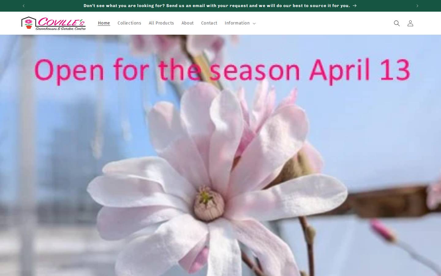 covillesgreenhouses.ca homepage screenshot