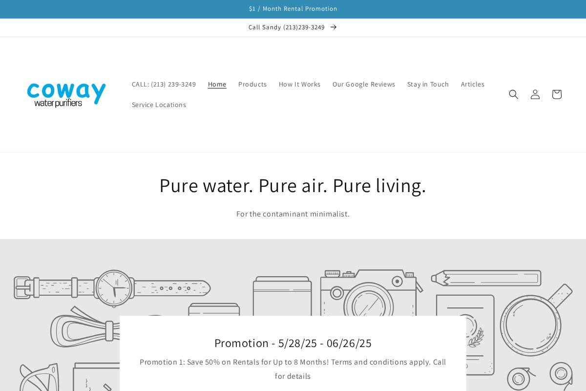 cowaywaterpurifiers.com homepage screenshot