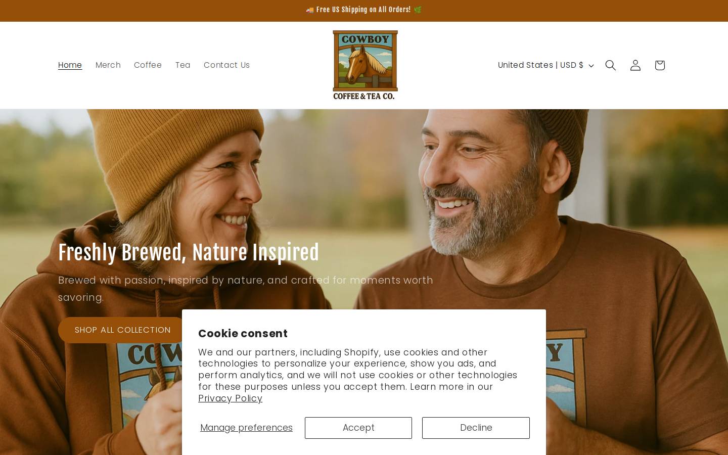 cowboycoffeeandtea.com homepage screenshot