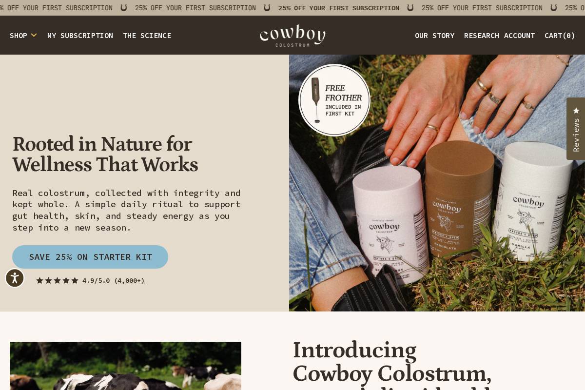 Cowboycolostrum homepage screenshot