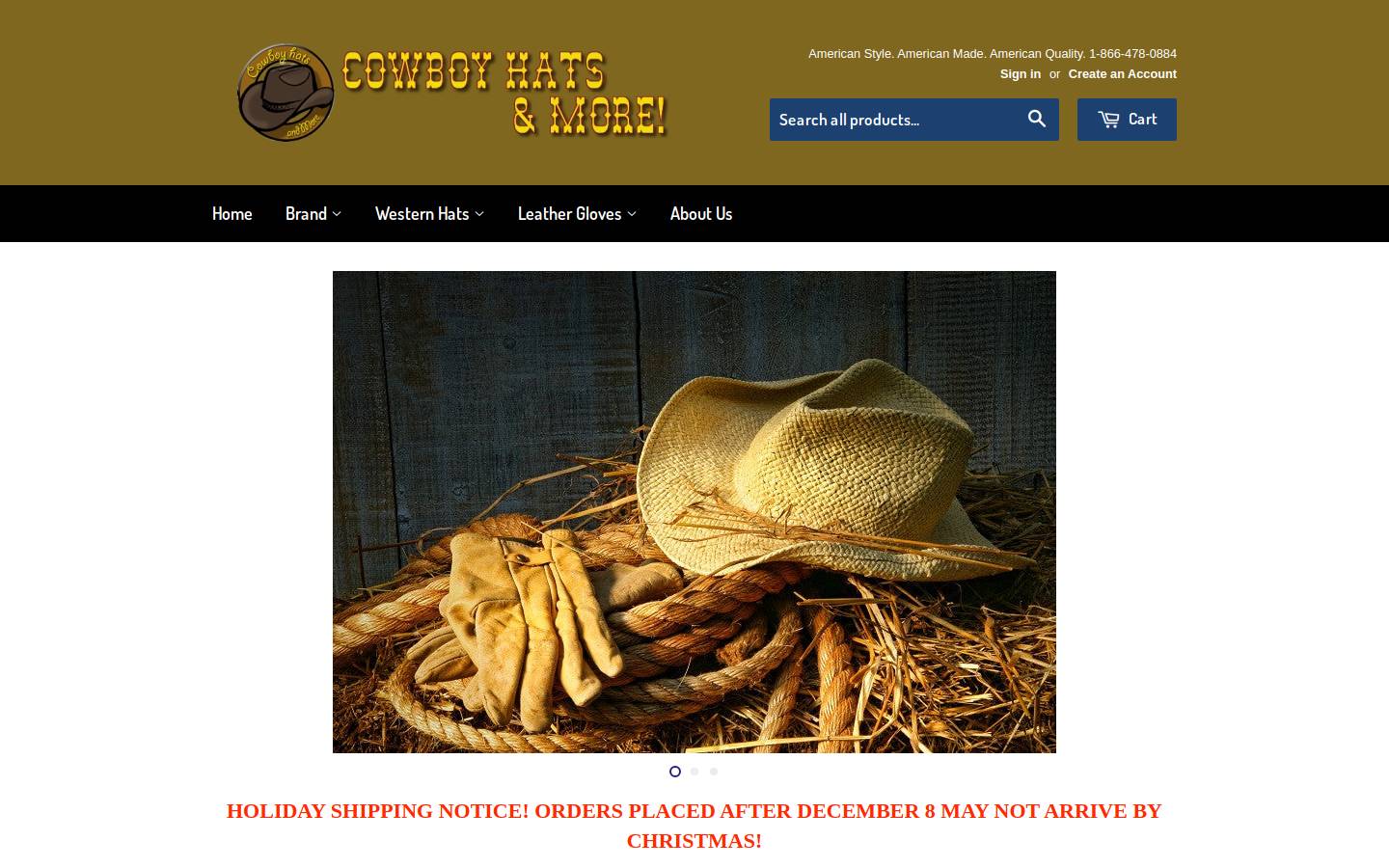 cowboyhatsandmore.com homepage screenshot