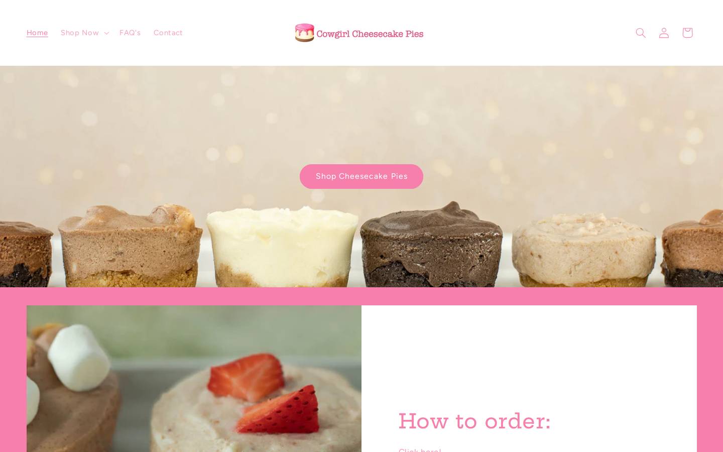cowgirlcheesecakepies.com homepage screenshot