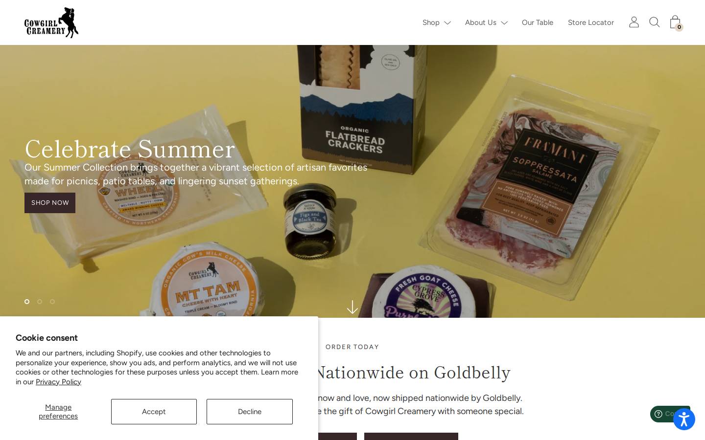 Cowgirl Creamery homepage screenshot