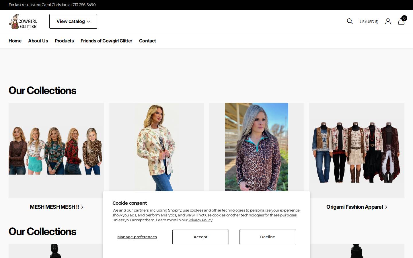 cowgirlglitter.com homepage screenshot