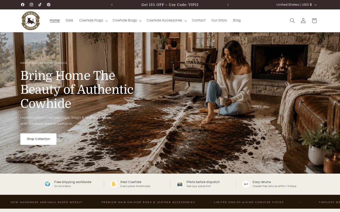 cowhidekingdoms.com homepage screenshot