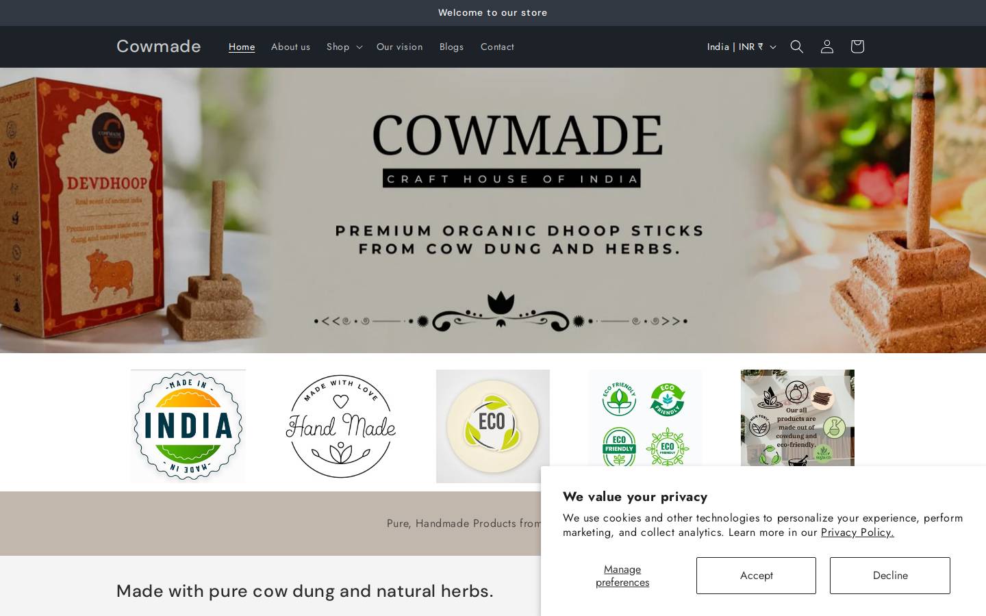 cowmade.com homepage screenshot