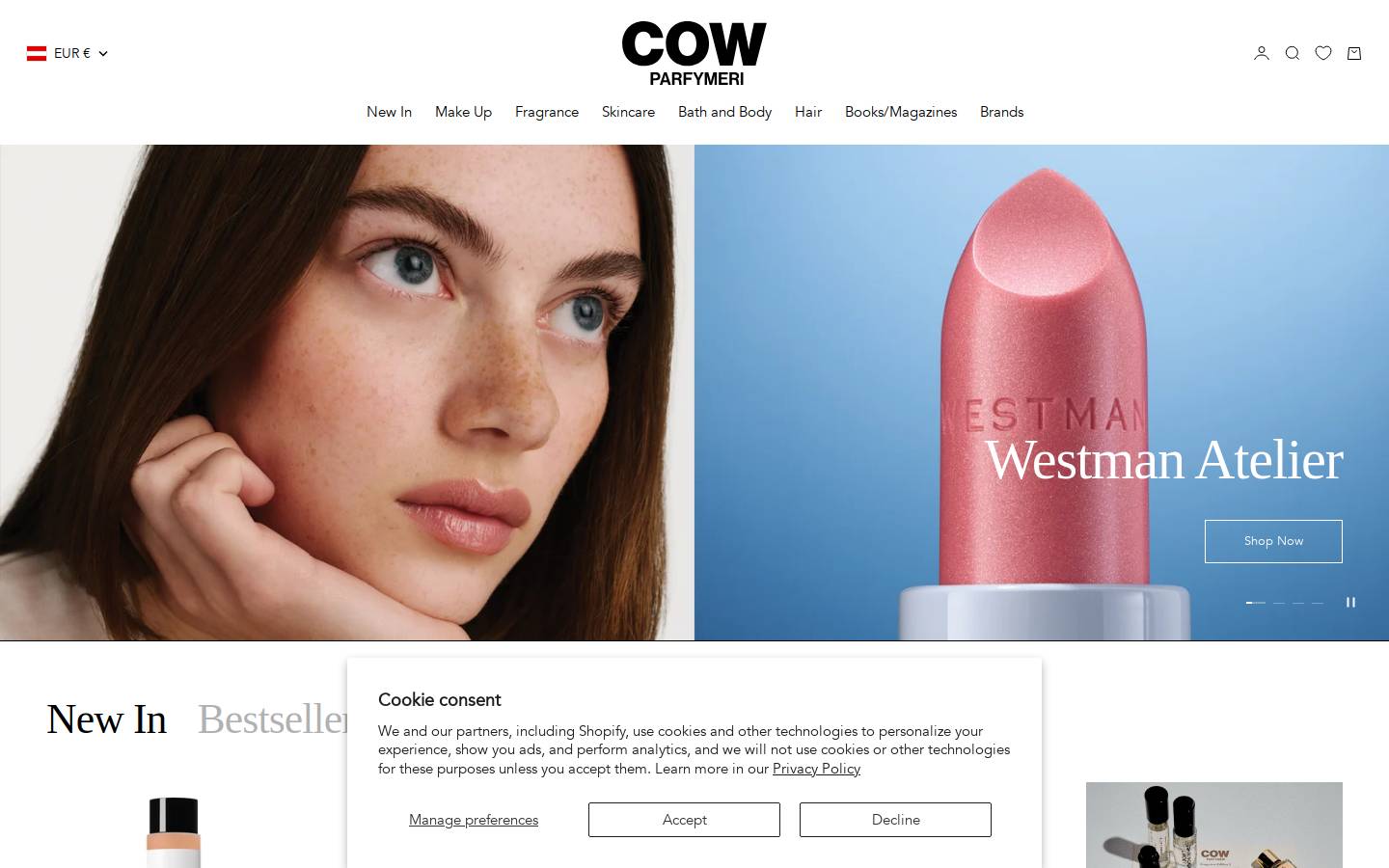 cowparfymeri.com homepage screenshot