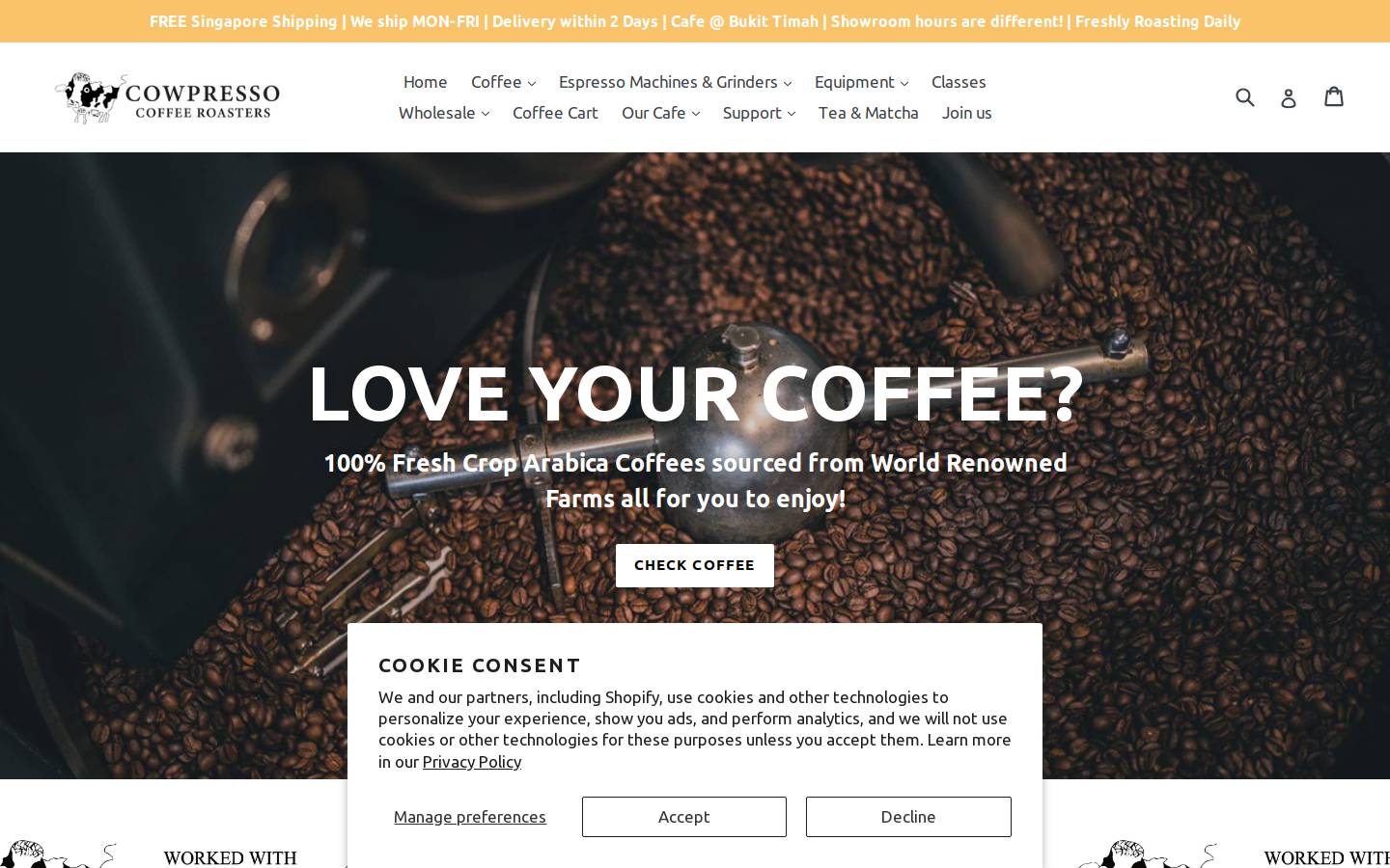 cowpressocoffee.sg homepage screenshot