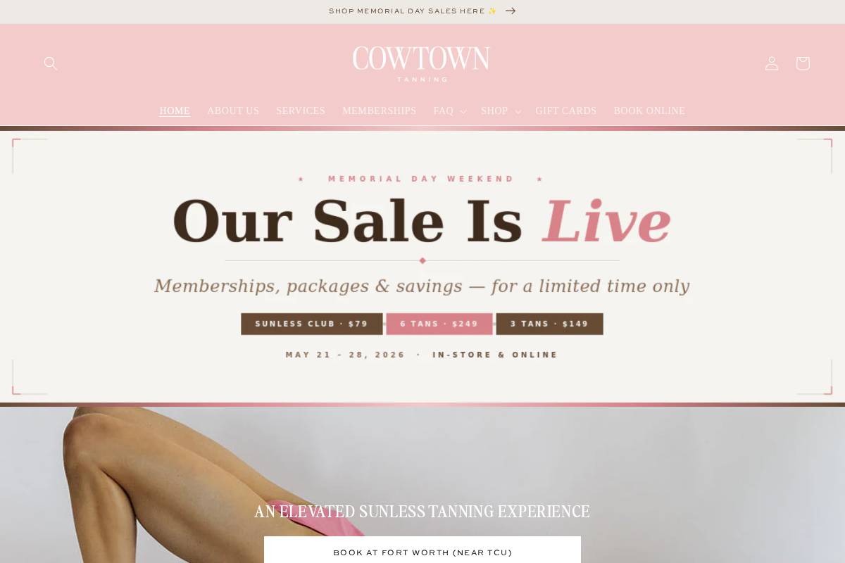 cowtowntanning.com homepage screenshot