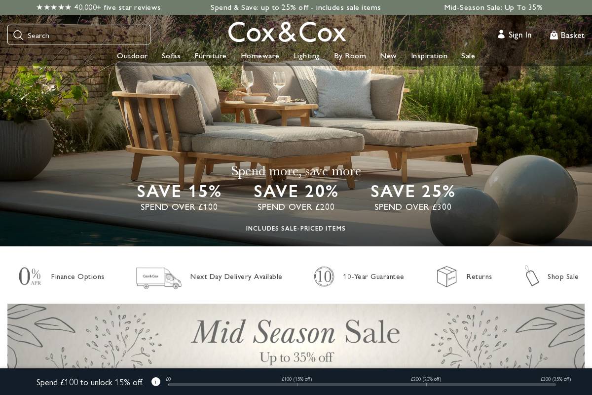 Cox & Cox homepage screenshot