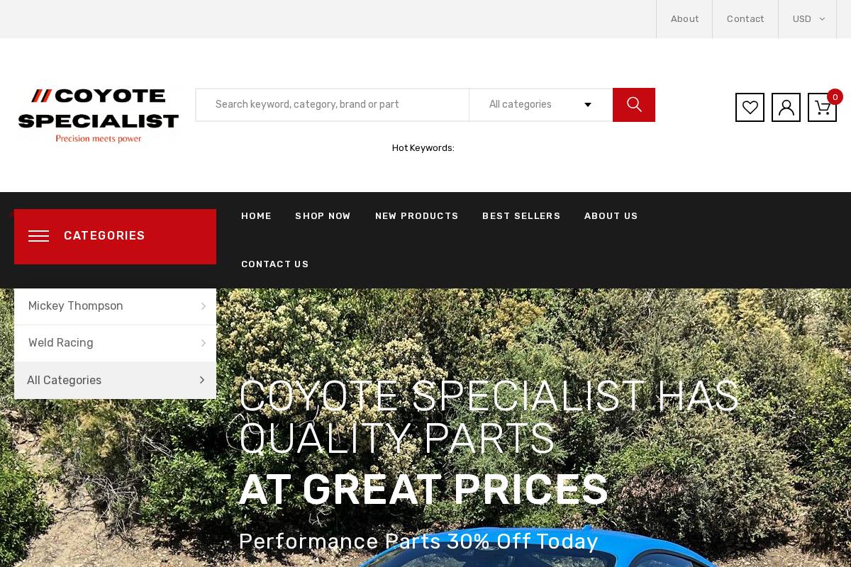 coyotespecialist.com homepage screenshot