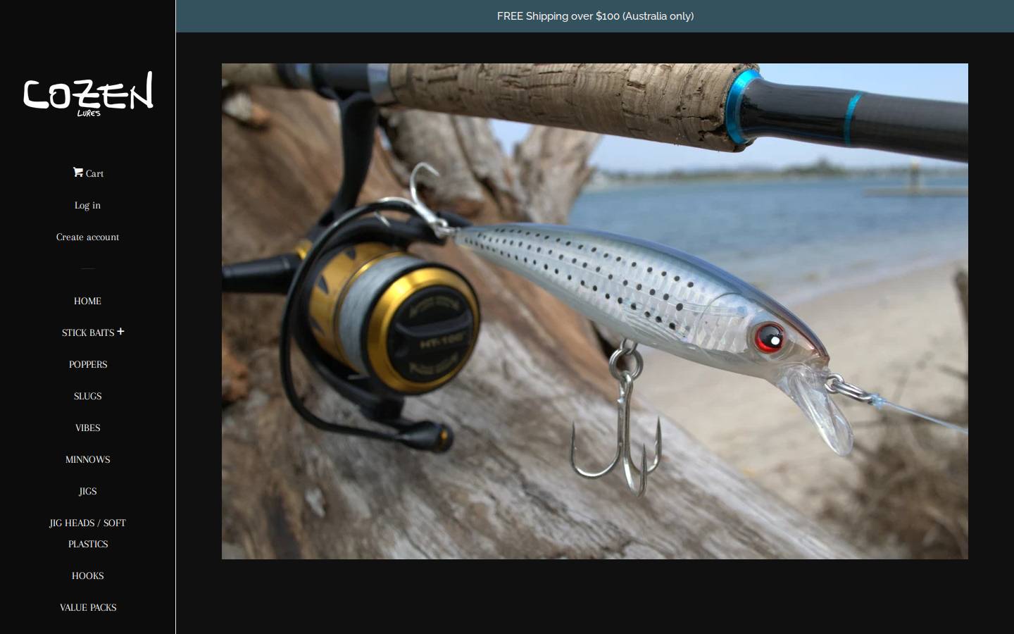 cozenlures.com.au homepage screenshot