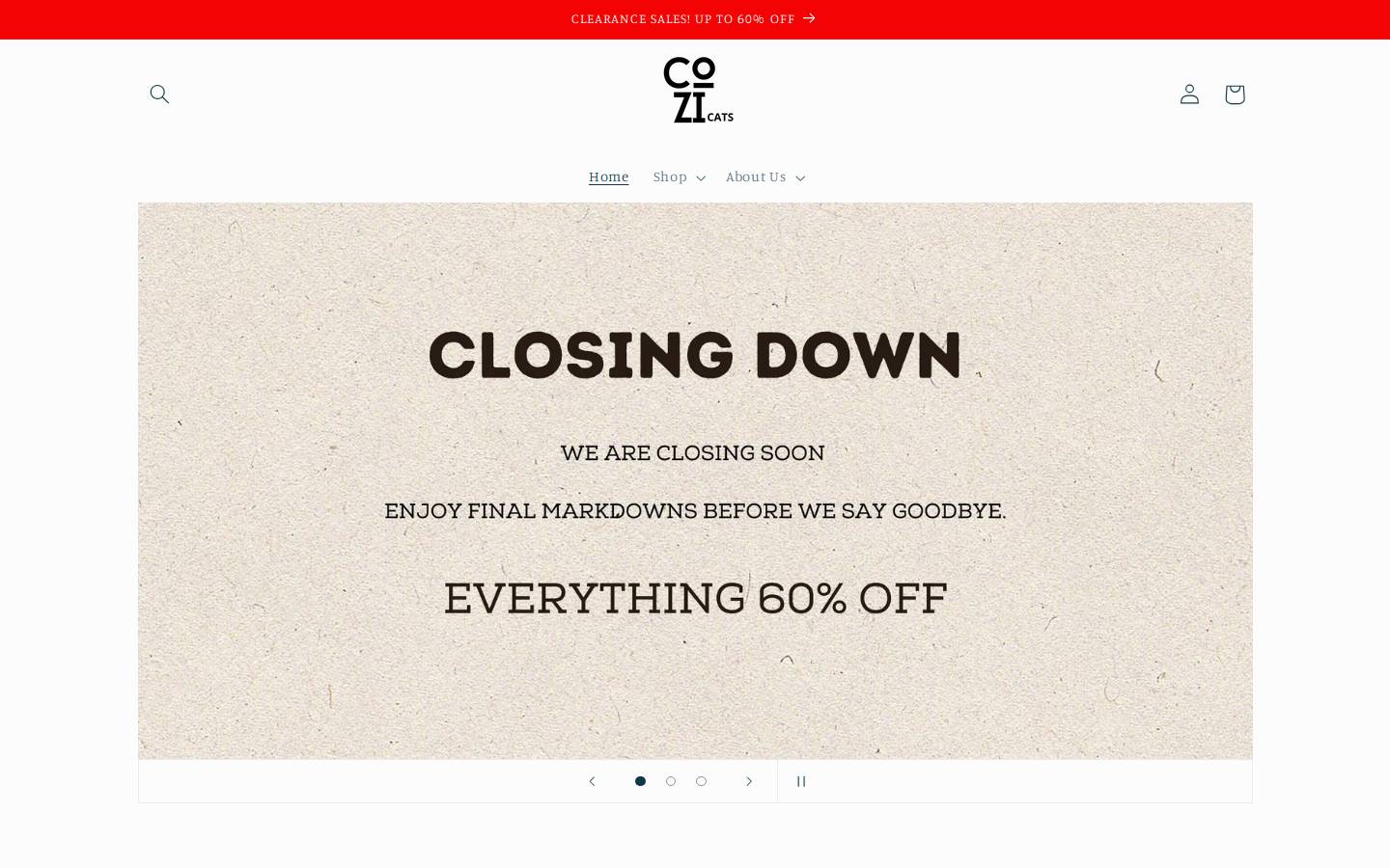 cozicats.com homepage screenshot