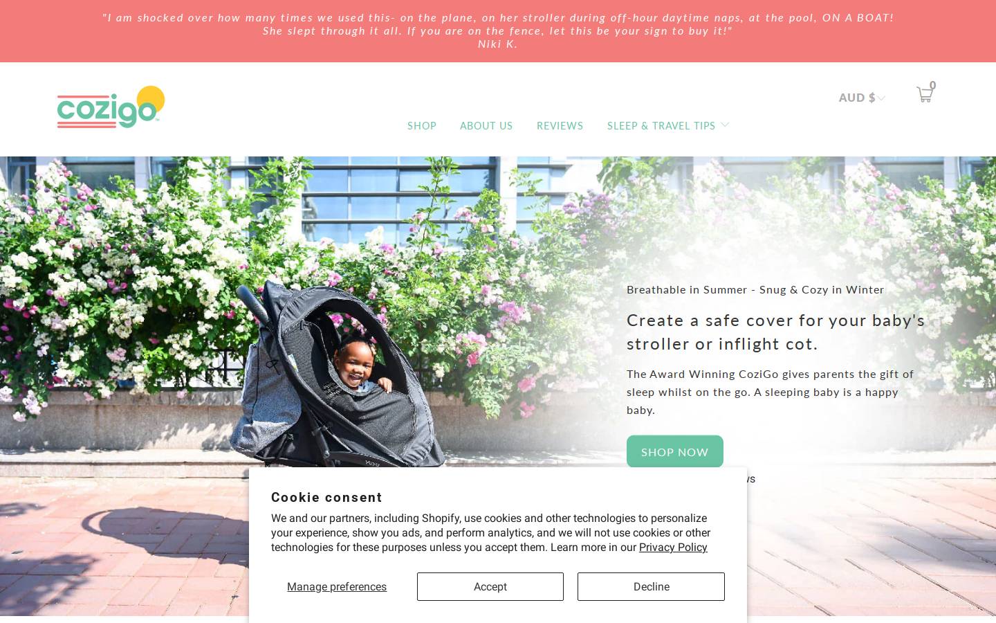 CoziGo homepage screenshot