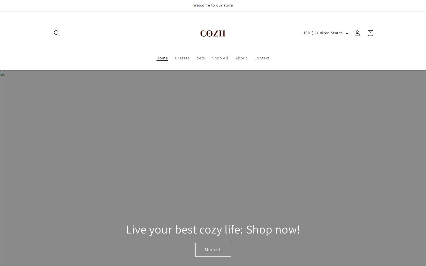 coziiapparel.com homepage screenshot