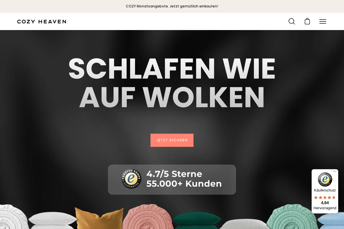 Cozy Heaven homepage screenshot